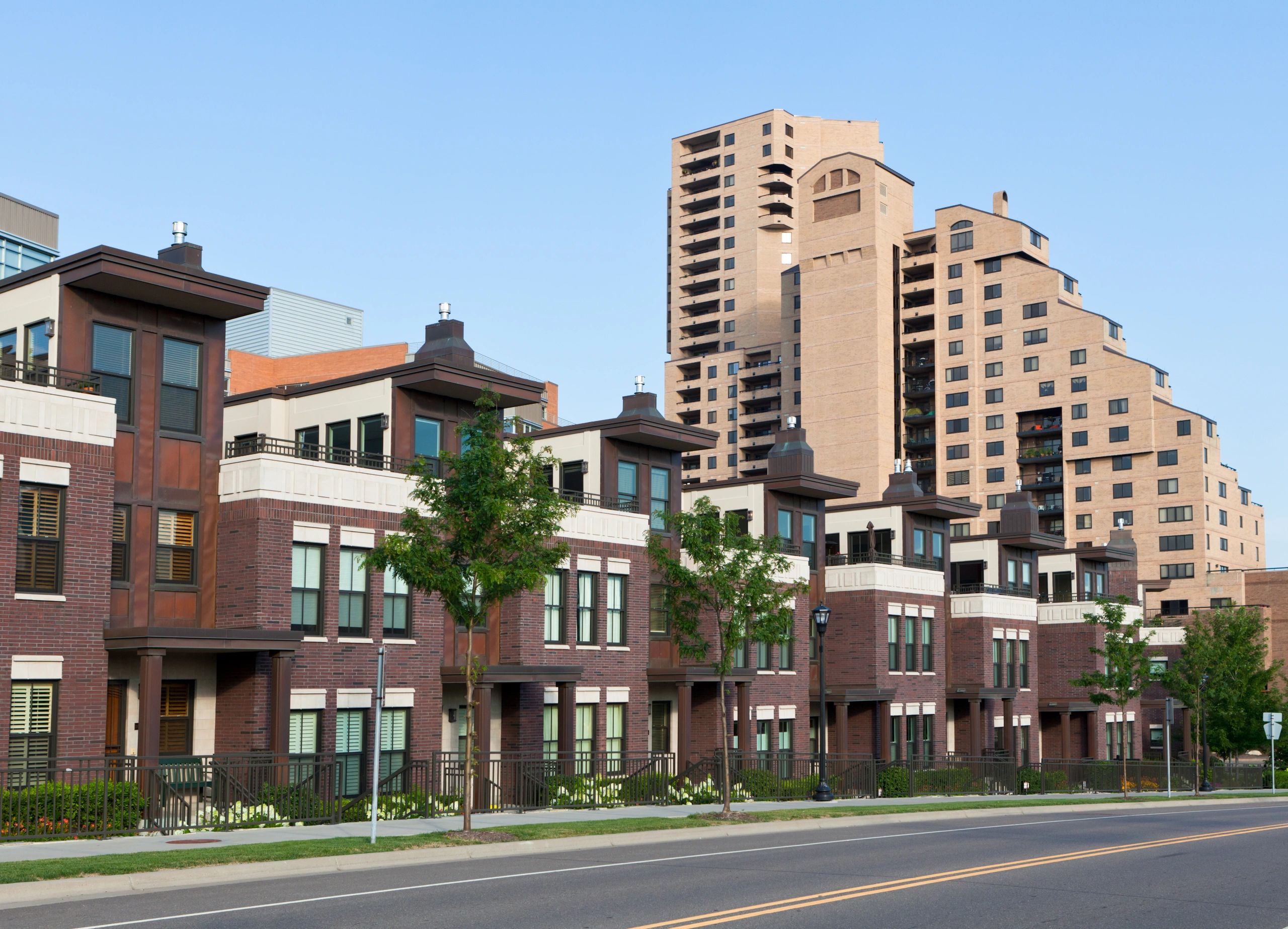 Modern multi-family urban apartment buildings